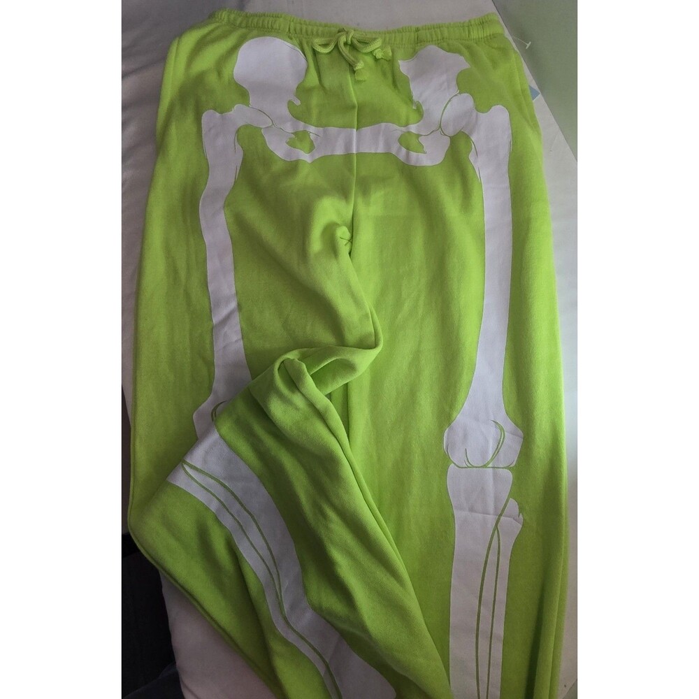 Mighty Fine Women's Sweatpants, Size M, Skeleton Bones, Lime, NWT (0170, 0174)